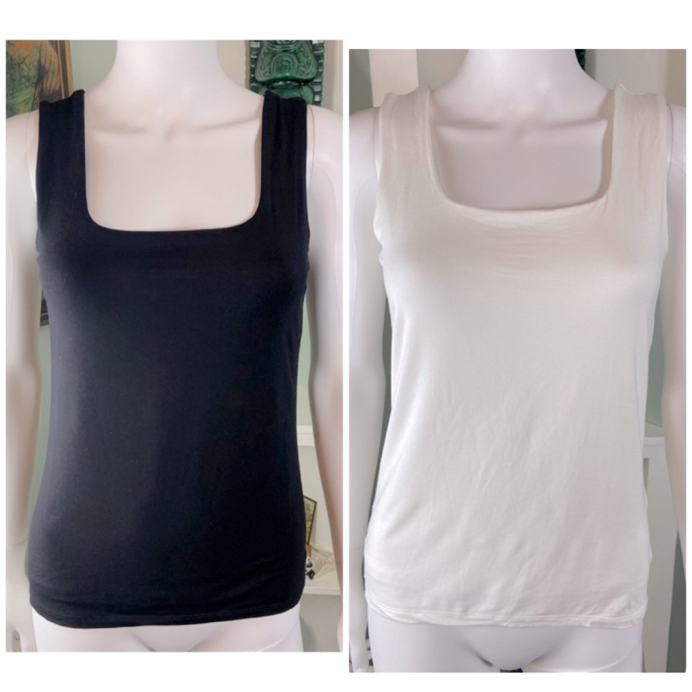 Lot of 2 Ann Taylor Tank Tops White Black Small bundle